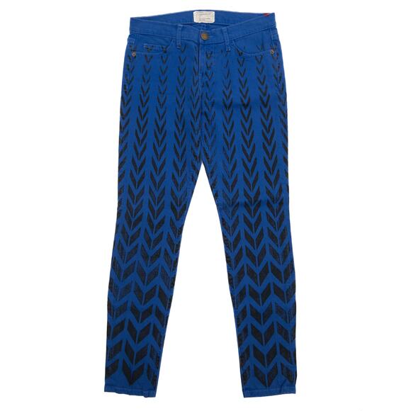 Current/Elliott The Ankle Skinny Cobalt Blue Chevron Jeans Size 29 - Picture 1 of 11